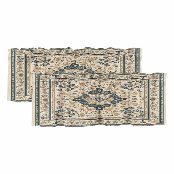 Boho Green Beige Valances for Windows, Decorative Rod Pocket Window ...