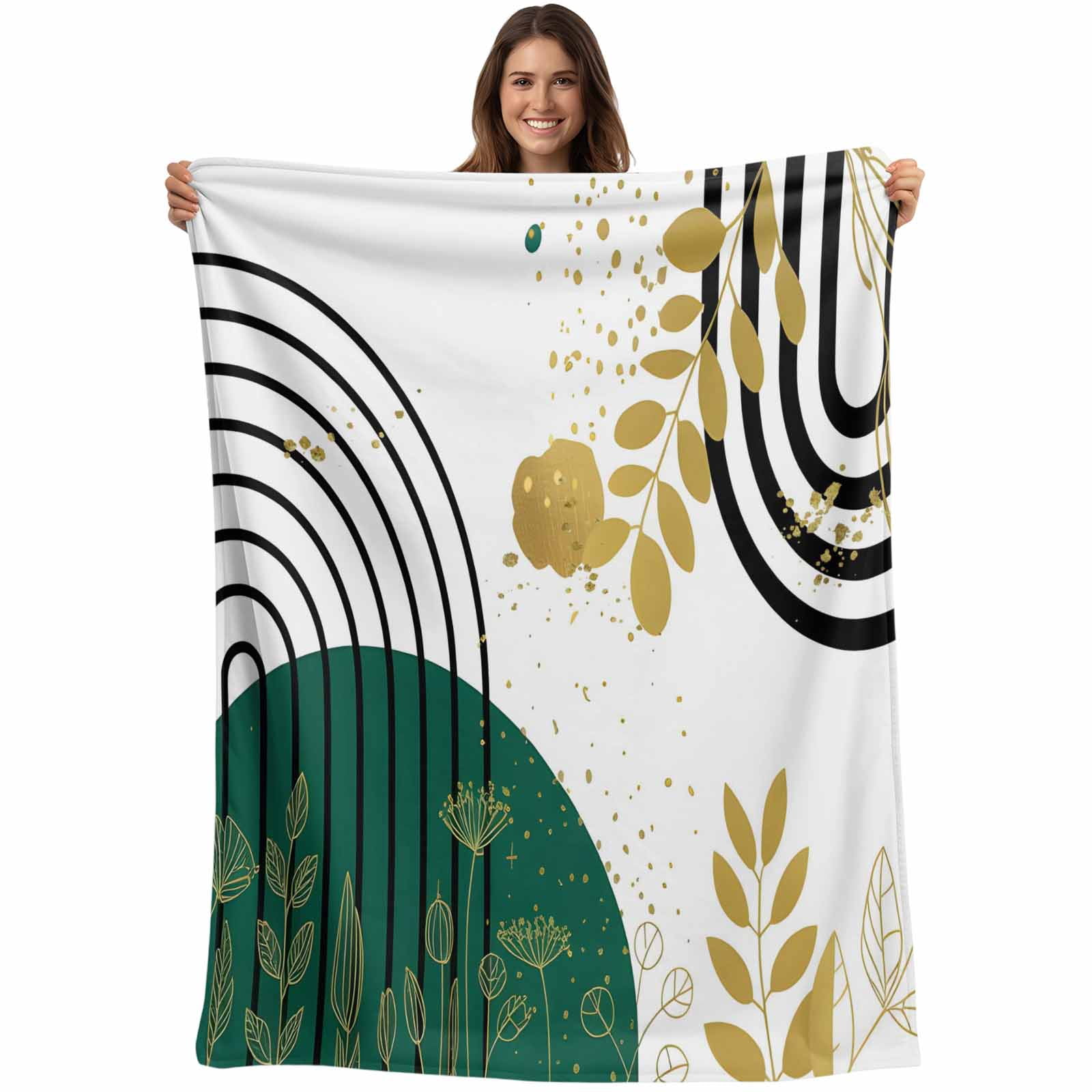 Boho Green Blanket Soft Cozy Warm Throw Blanket for Couch, Plush Fuzzy ...