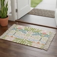 thumbnail image 1 of Boho Green Flower Bathroom Rug 2'x3', Botanical Watercolor Leaf Floral Low Profile Front Entryway Rug with Tassels, Woven Cotton Washable Kitchen Mat Carpet for Foyer Bedroom Back Door Decor, 1 of 9