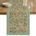 thumbnail image 1 of Boho Green Flowers Table Runner - 60 Inch Long Spring Abstract Watercolor Floral Leaf Cotton and Linen Blended Dress Scarves Farmhouse Table Runner for Kitchen Dining, Coffee Table, 13" x 60", 1 of 8