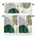 Boho Green Kitchen Curtains Set for Windows 3 Pieces,36 Inch Length