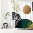thumbnail image 1 of Boho Green Mid Century Shower Curtain Abstract Neutral Simple Leaf Shower Curtains for Bathroom Decor 72W x 72 L Inches Sun Arch Curve Modern Minimalist Waterproof Fabric Shower Curtains, 1 of 6