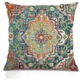 thumbnail image 1 of Boho Green Orange Throw Pillow Covers 18x18 inch, Bohemian Carpet Double Sided Pattern Soft Plush Cushion Cover for Couch Sofa Bed Decorative, Only Pillowcase (No Insert), 1 of 1