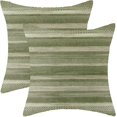 thumbnail image 1 of Boho Green Stripe Throw Pillow Covers 18x18 Inch Set of 2, Rustic Abstract Decorative Throw Pillow Covers Retro Stripe Neutral Outdoor Cushion Cover for Sofa Couch Farmhouse Room Bed Decor, 1 of 7