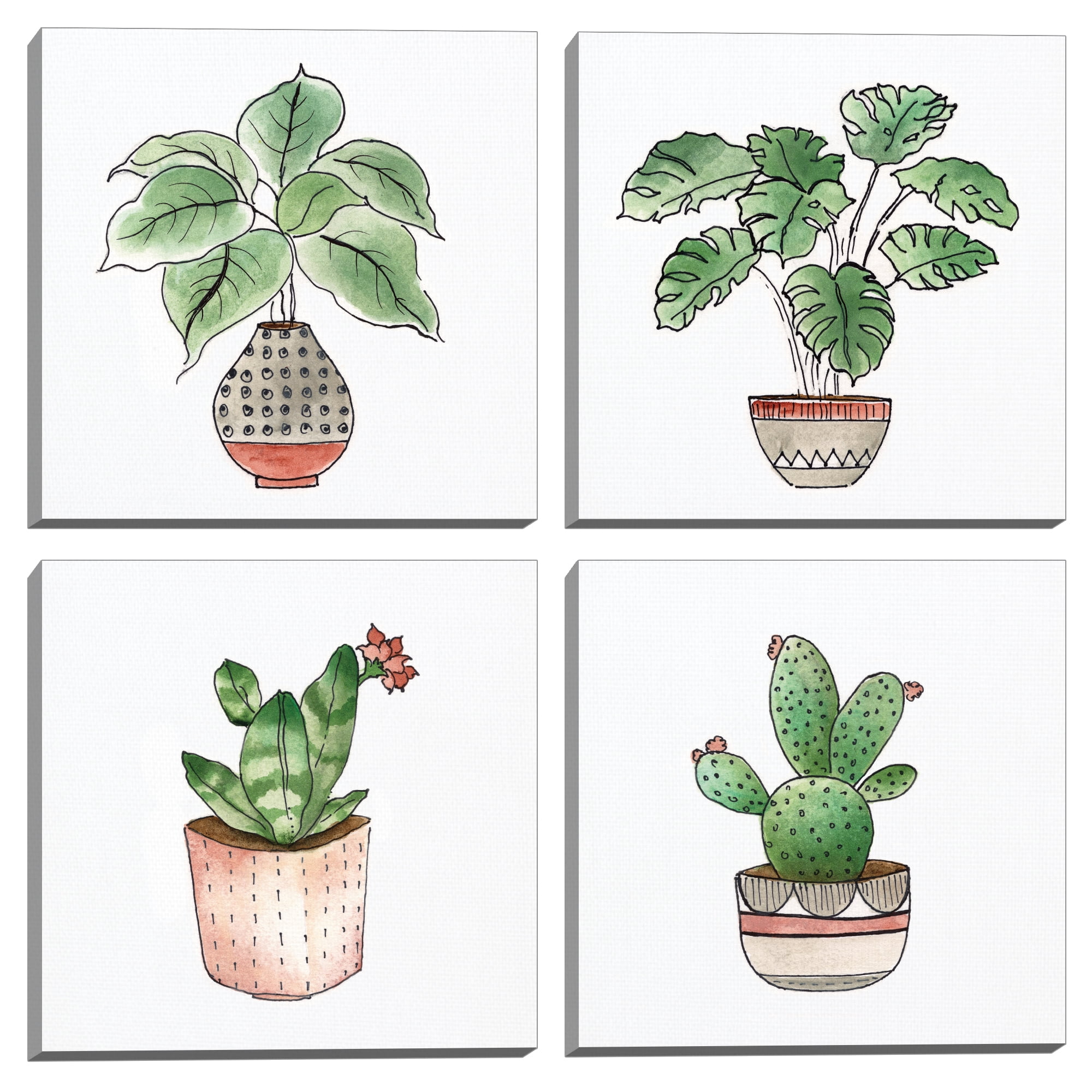 Boho Greenery I, II, III, & IV by Tava Studios Canvas Art Print