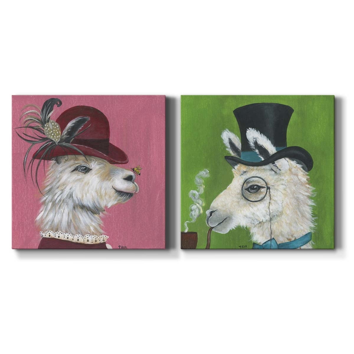 Boho Greenery III - Premium Gallery Wrapped Canvas - Ready to Hang Set of 2 - 32 x 32 Each