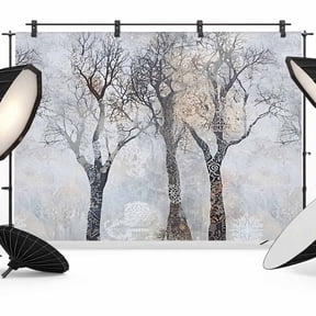Boho Grey Tree Backdrop for Photoshoot, Photography Photo Studio Background Wall Backdrop, Vintage Watercolor Trunk Branch Back Drop Banner Panel for Portraits Wedding Live Streaming Decor 7x5Ft