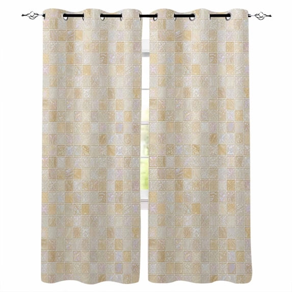 Boho Grid Pattern Blackout Curtains Light Blocking Print Window Curtains, Modern Rustic Minimalist Geometric Art Thermal Insulated Window Drapes for Living Room Kitchen Cafe (2 Panels, 84"W x 84"L)