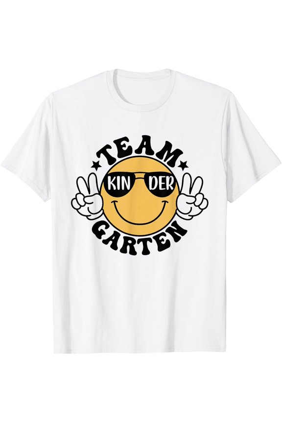 Boho Groovy Smile Back To School Kindergarten Team Squad T-Shirt Size S-5XL
