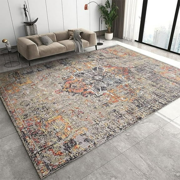 Boho Grunge Geometry Square Area Rugs, Distressed Vintage Art Soft Washable Carpet, Easy Clean Rug For Boys And Girls Nursery Bed Living Room Carpets Nursery Decor Rugs 4x5ft