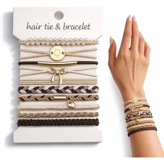 Boho Hair Ties, 10 count Cute Bands for Thick or Thin Hair, No  Elastic Bracelets, Hair Accessories for Women-Letter O