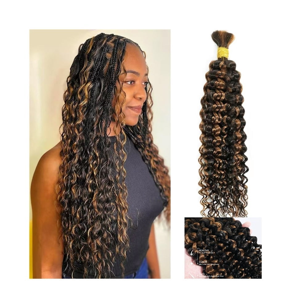 Boho Hair for Braiding P1B/30 Highlight 1 Bundle/50g Jerry Curly Bulk Human Braiding Hair