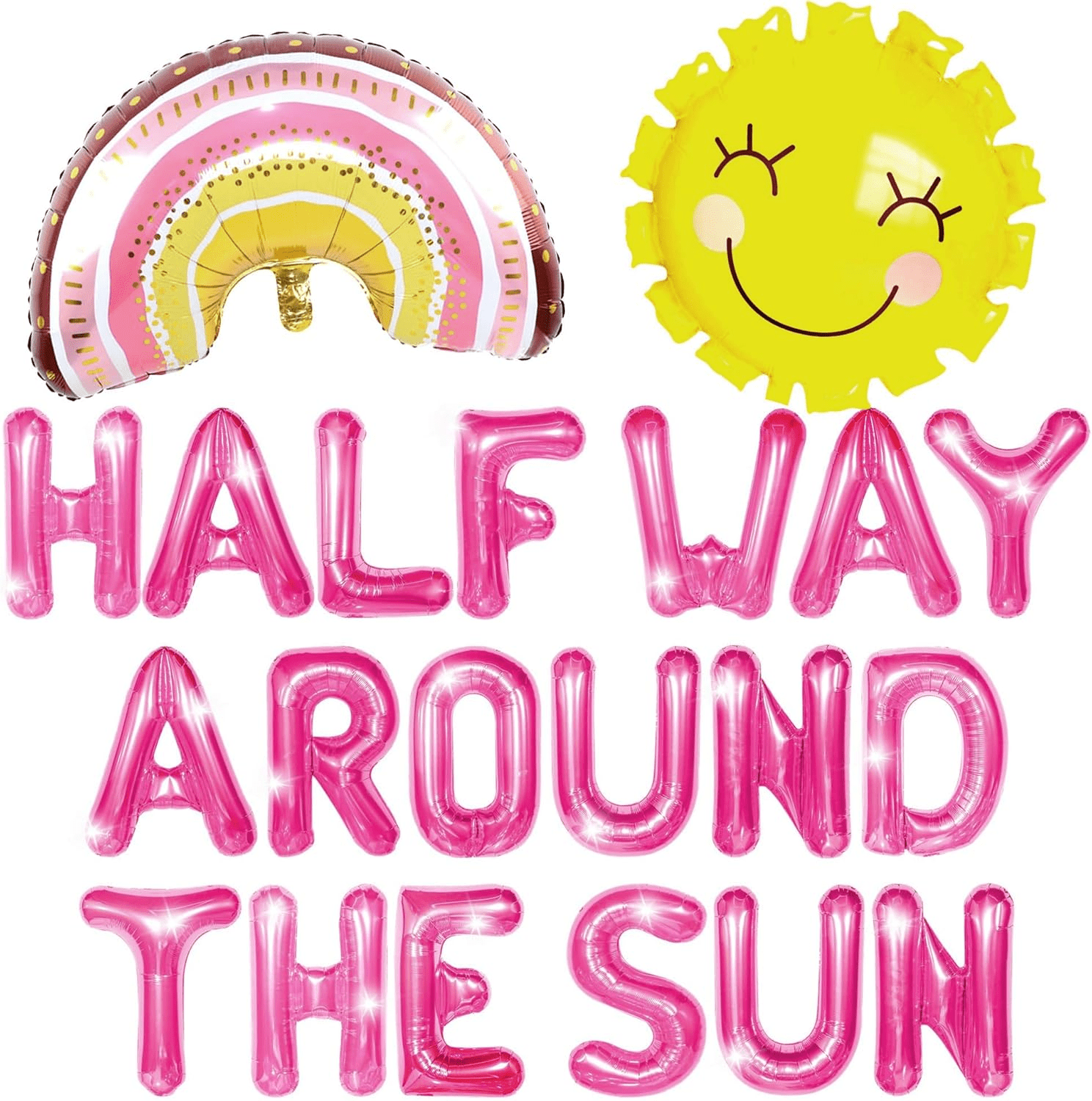 Boho Half Way Around the Sun Birthday Decoration Girl Rainbow