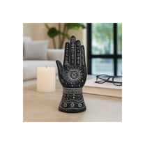 Resin Tattoo Hand Figurine for Home and Office Decor - Artistic Symbols Accent Display for Bathroom, Living Room, and Shelf - Graphic Sculpture Ornament for Coffee Table Decor - 10", Black & White