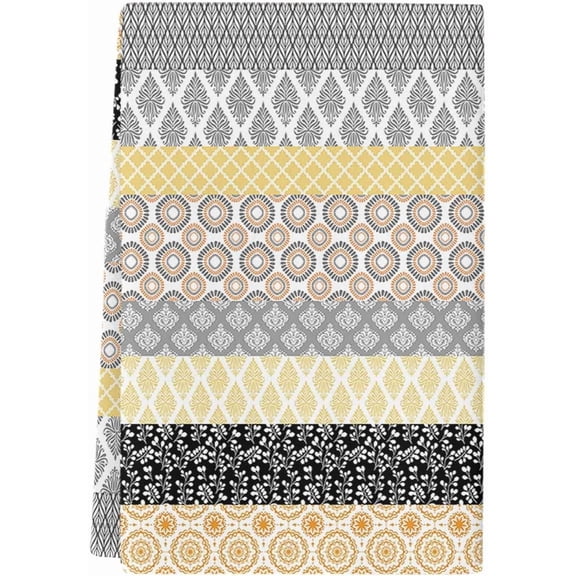 Boho Hand Towels for Bathroom Kitchen Towels 18 x 28 Inch Yellow Geometric Stripes Super Absorbent Microfiber Farmhouse Style Washable Fast Drying Home Decor
