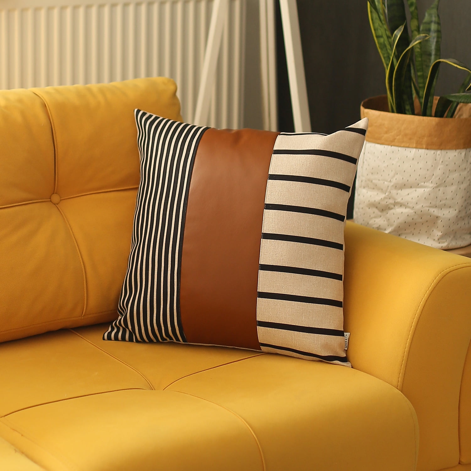 Decorative Faux Leather Pillowcase Geometric Faux Leather Pillow Cover