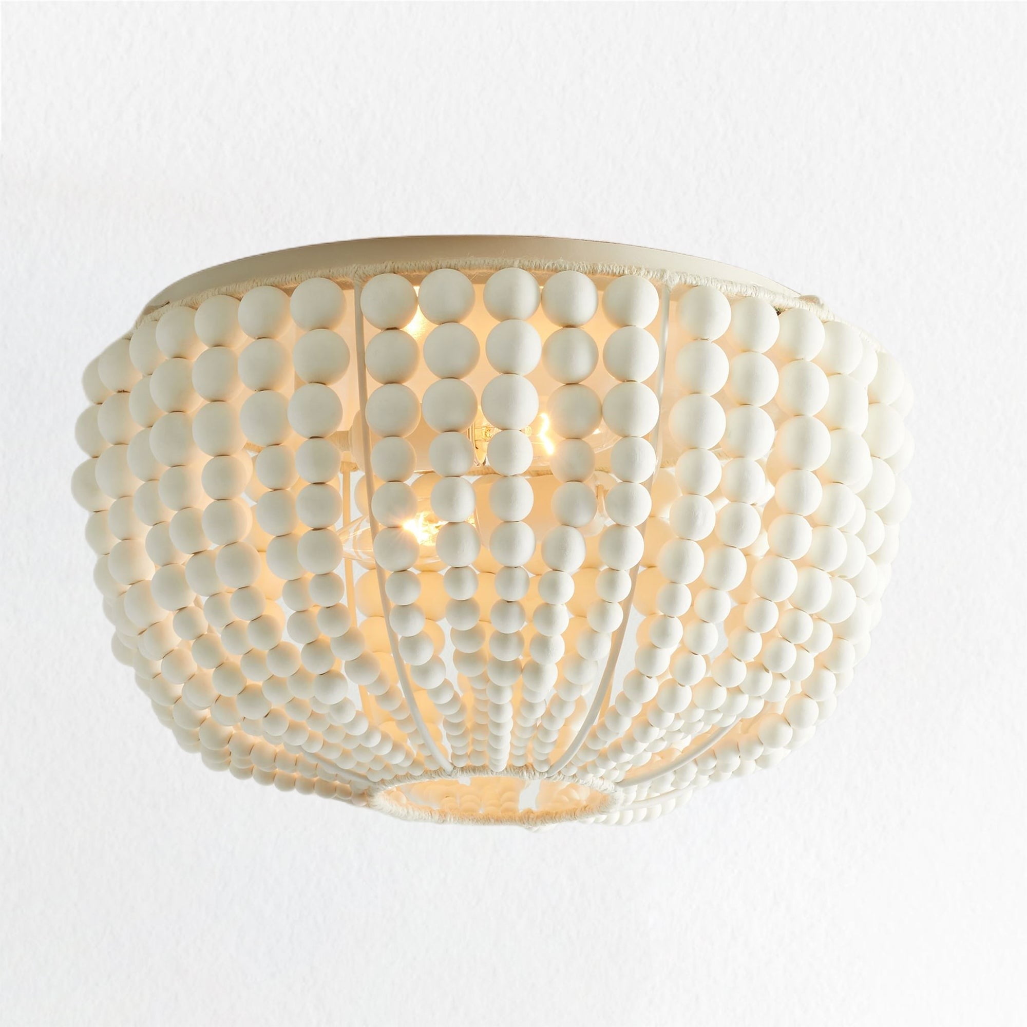 Boho Handcrafted Wood Bead Flush Mount,Light Fixtures for Dining Room