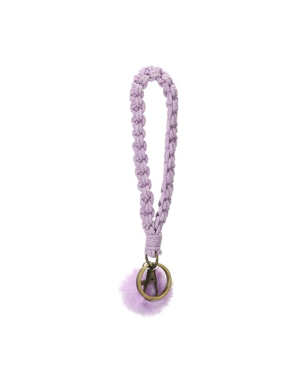 Boho Handmade Bracelet Keychain, Soft Macrame Keychain Braided Wristlet Strap Wrist Lanyard with keyrings for Gym Travel Concerts Daily Use, Purple