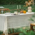 thumbnail image 1 of Boho Handmade Crochet Tablecloth with Tassels Farmhouse Wedding Tablecloth Table Cloth for Kitchen Dinning Decor, 1 of 6