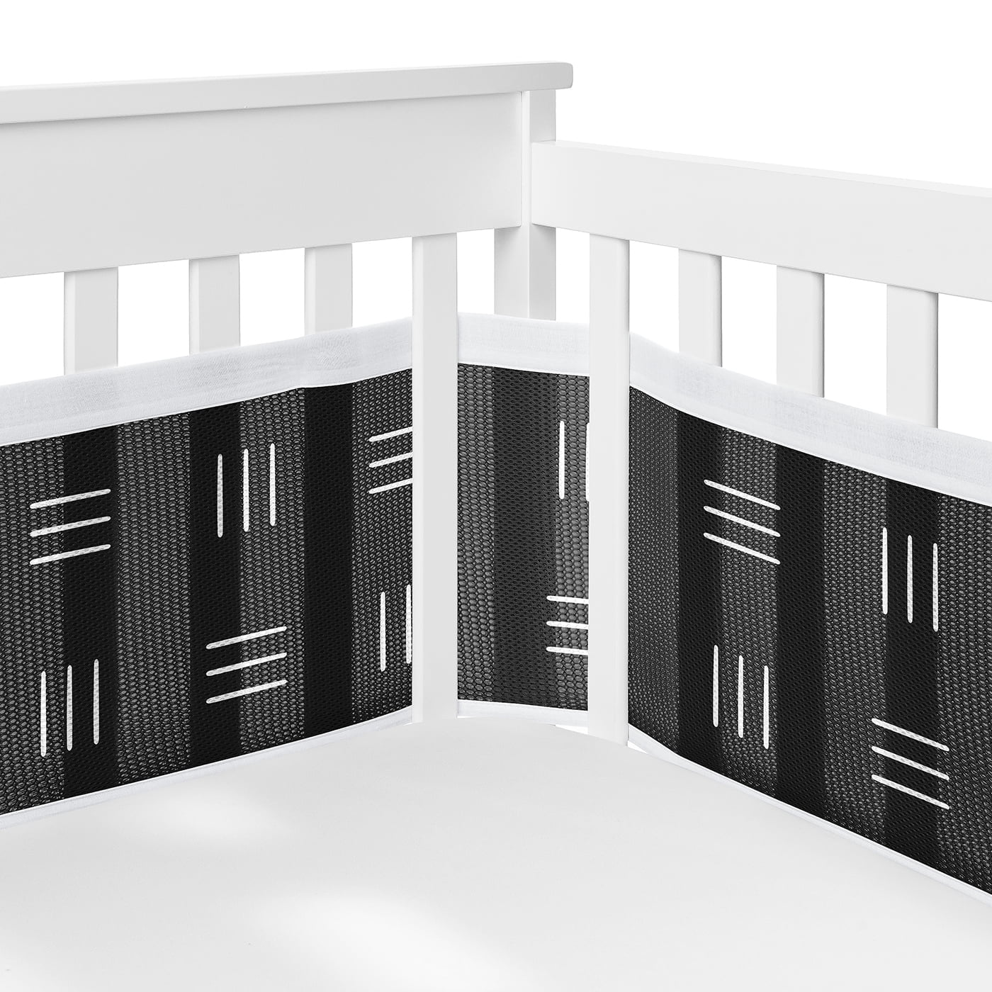 Sweet Jojo Designs + BreathableBaby Boho Hatch Black and White Breathable Mesh Crib Liner Pad