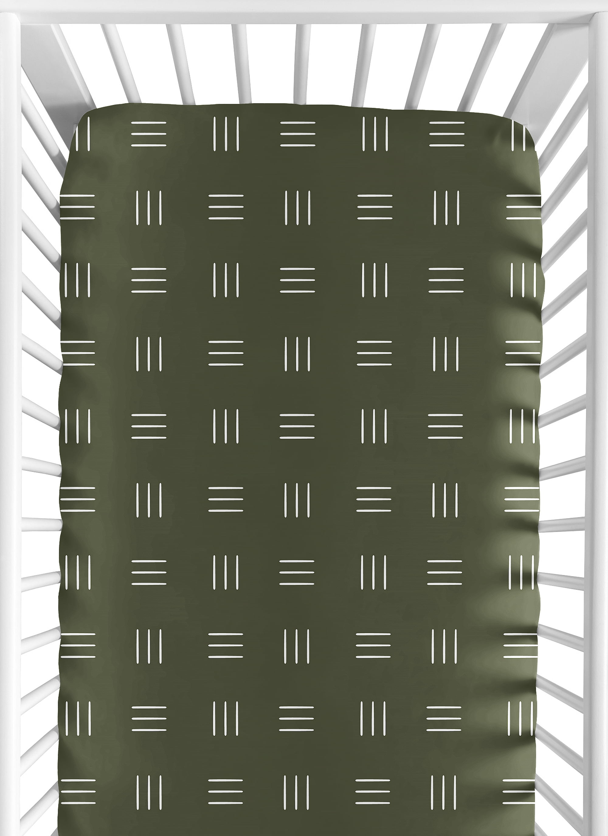 Boho Hatch Green and White Fitted Crib Sheet by Sweet Jojo Designs