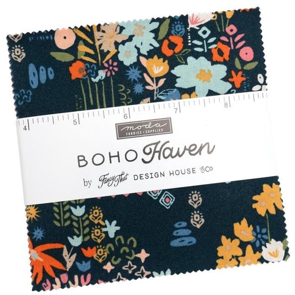 Boho Haven Charm Pack by Stephanie Sliwinski of Fancy That Design House, 42 5-inch Precut Fabric Quilt Squares