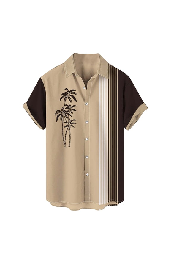 Boho Hawaiian Tropical Plain Beach Casual T Shirts for Man Fall Summer Short Sleeve High Neck Floral Graphic Tee Shirt Tops Man Button 2026 Clothes Trendy S