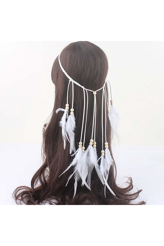 Boho Headband, Hippie Hair Accessory, Adjustable Faux Leather Cord Tribal Headdress with Wooden Beads and Faux Pendant, Soft Comfortable One Size Fits All for Festivals and Everyday Wear