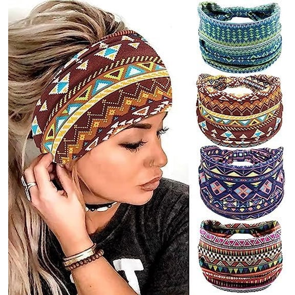 Boho Headbands for Women  Headband Elastic Twisted Knot Geometric Fabric  Wrap Workout  Hair Band Bandana Hair Accessories for Women and Girls