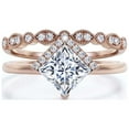 thumbnail image 1 of Boho & Hippie 2.00 Carat Princess Cut Diamond Moissanite Dainty Engagement Ring, Classic Wedding Ring, One Matching Band In 10K Solid Rose Gold, Gift For Her, Promise Ring, Anniversary Ring, Bridal, 1 of 3