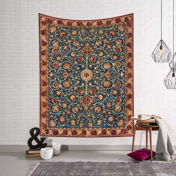 Boho Hippie Tapestry Aesthetic,Indian Bohemian Tapestries,Vintage Orange Mandala Floral Blanket Vertical Wall Hanging for Living Room Dorm,28Wx40H