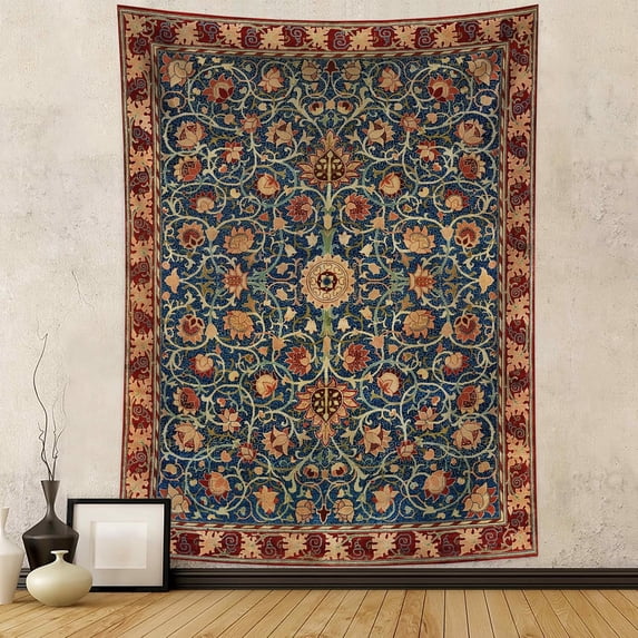 Boho Hippie Tapestry Aesthetic,Indian Bohemian Tapestries,Vintage Orange Mandala Floral Blanket Vertical Wall Hanging for Living Room Dorm,28Wx40H