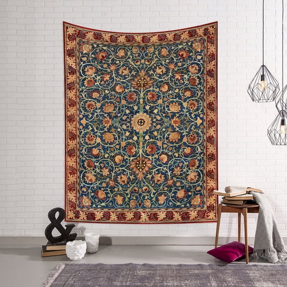 Boho Hippie Tapestry Aesthetic,Indian Bohemian Tapestries,Vintage Orange Mandala Floral Blanket Vertical Wall Hanging for Living Room Dorm,40Wx60H