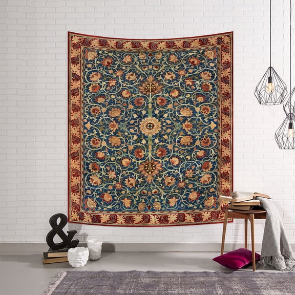 Boho Hippie Tapestry Aesthetic,Indian Bohemian Tapestries,Vintage Orange Mandala Floral Blanket Vertical Wall Hanging for Living Room Dorm,50Wx60H