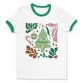 thumbnail image 1 of Boho Holiday Collage Ringer Tee Shirt Unisex Medium White/Kelly Green, 1 of 5