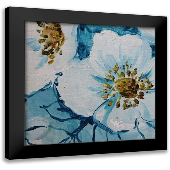 Boho Hue Studio 12x12 Black Modern Framed Museum Art Print Titled - Blue Flora A