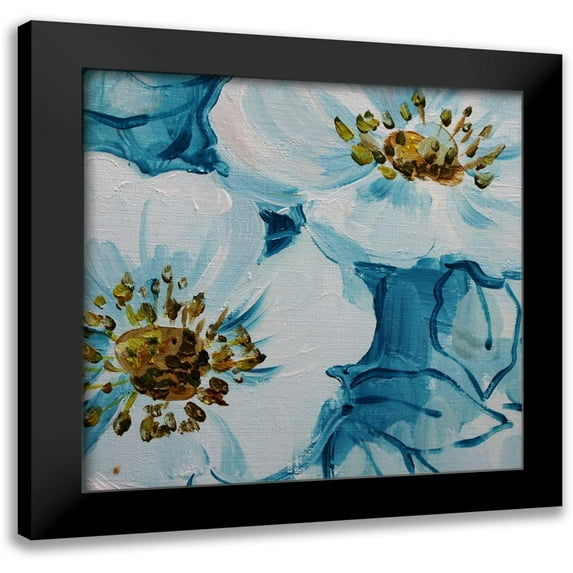 Boho Hue Studio 12x12 Black Modern Framed Museum Art Print Titled - Blue Flora B
