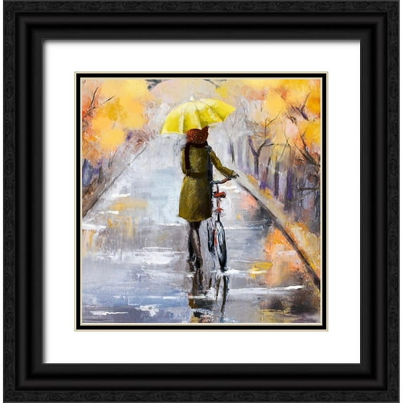Boho Hue Studio 12x12 Black Ornate Wood Framed with Double Matting Museum Art Print Titled - Rainy Day