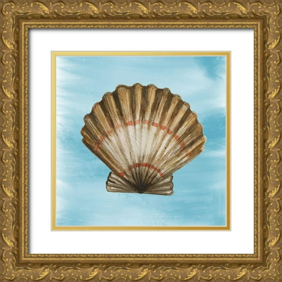 Boho Hue Studio 12x12 Gold Ornate Wood Framed with Double Matting Museum Art Print Titled - Shell 2