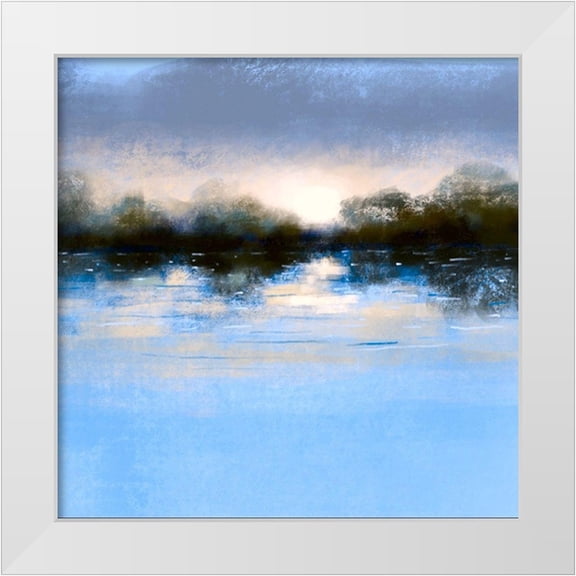 Boho Hue Studio 12x12 White Modern Wood Framed Museum Art Print Titled - Blue Landscape
