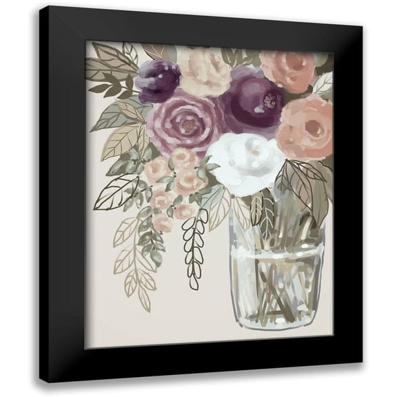 Boho Hue Studio 12x14 Black Modern Framed Museum Art Print Titled - Floral Soft 6