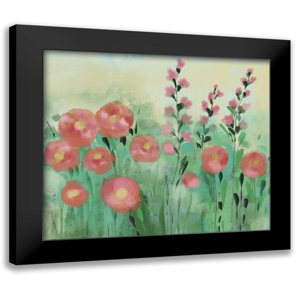 Boho Hue Studio 13x12 Black Modern Framed Museum Art Print Titled - Floral Field