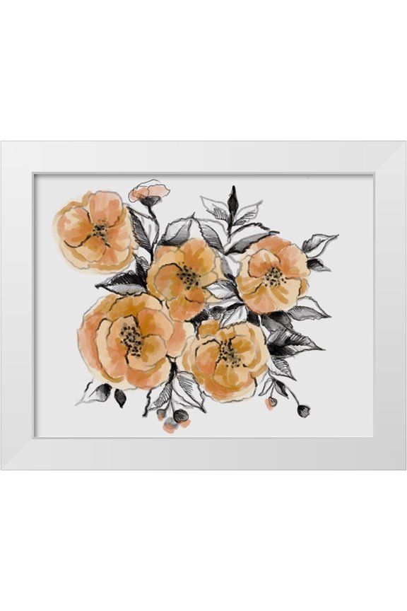 Boho Hue Studio 14x12 White Modern Wood Framed Museum Art Print Titled - Floral field