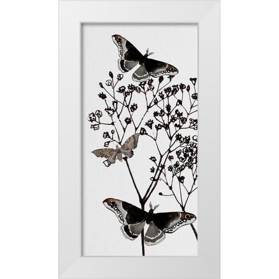 Boho Hue Studio 14x24 White Modern Wood Framed Museum Art Print Titled - Dark Butterflys 1