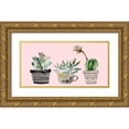 thumbnail image 1 of Boho Hue Studio 14x9 Gold Ornate Wood Framed with Double Matting Museum Art Print Titled - Succulant Trio, 1 of 4