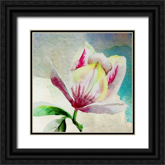 Boho Hue Studio 15x15 Black Ornate Wood Framed with Double Matting Museum Art Print Titled - Rising Magnolia