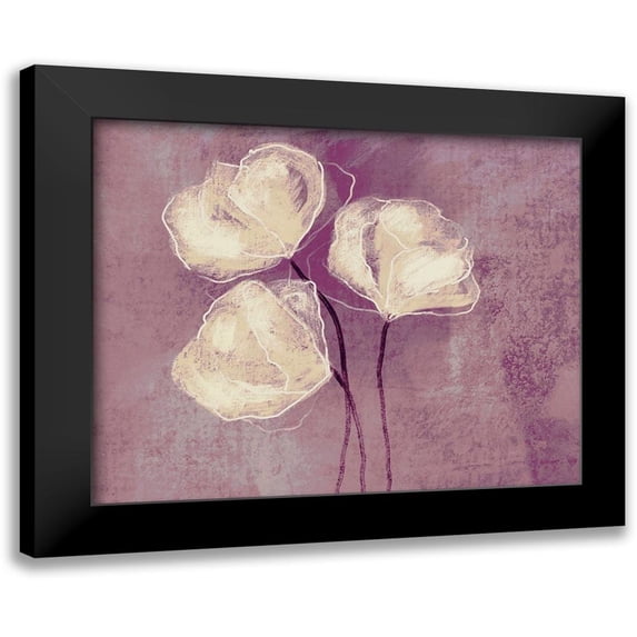 Boho Hue Studio 18x15 Black Modern Framed Museum Art Print Titled - Sketched Flowers on Purple
