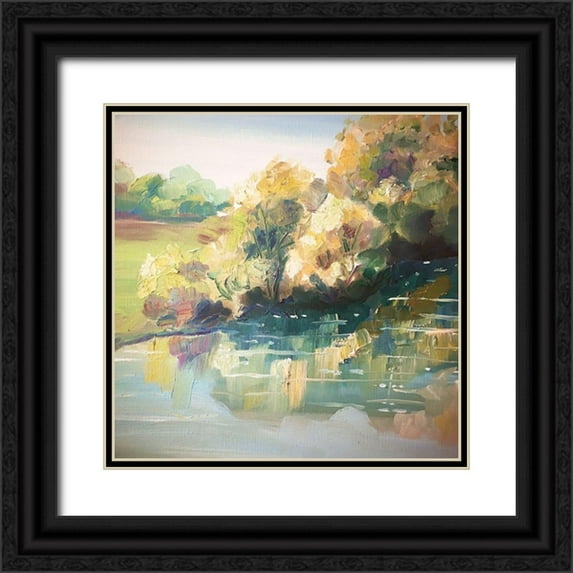 Boho Hue Studio 20x20 Black Ornate Wood Framed with Double Matting Museum Art Print Titled - Along the River