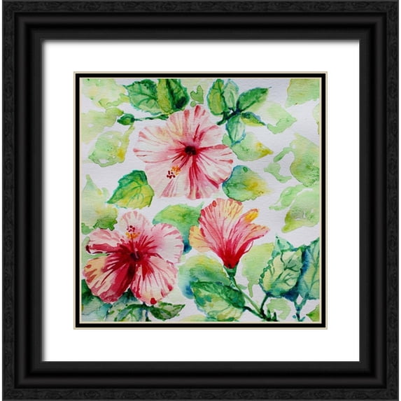 Boho Hue Studio 26x26 Black Ornate Wood Framed with Double Matting Museum Art Print Titled - Peeking