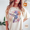 thumbnail image 1 of Boho Hummingbird Flowers T-Shirt, Aesthetic Tee, Floral Bird Lover, Bohemian For Her, Gardening Shirts, Trendy Vibrant Top TSHIRT All Size S-5XL, 1 of 5